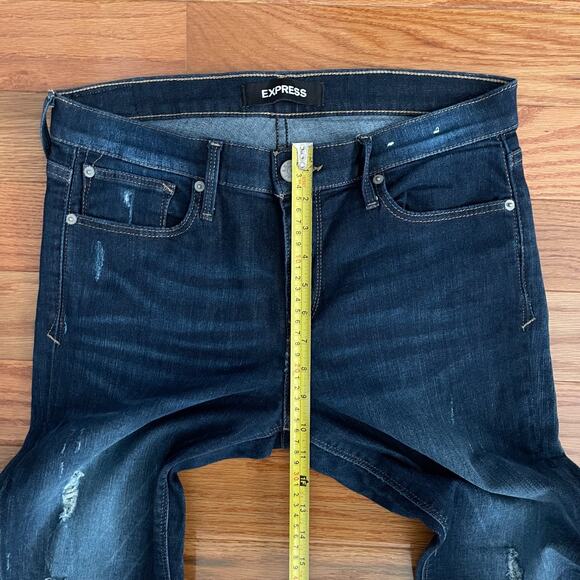 Express Super Skinny Mid Rise Jeans Womens 10R Dark Wash Stretch Denim Casual - Picture 8 of 11